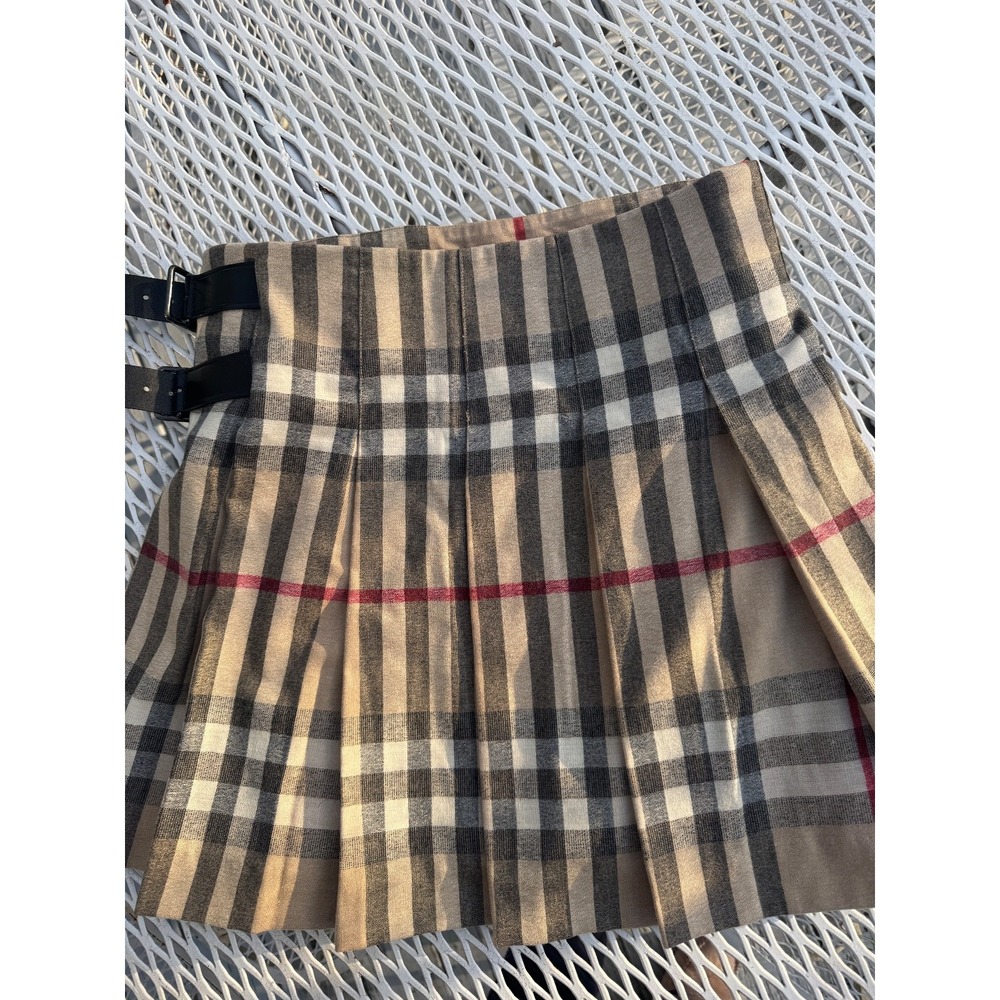 BURBERRY BRIT MINI Wool Pleated MINI SKIRT KILT NOVA CHECK BUCKLE SIZE US-8 - Picture 6 of 9
